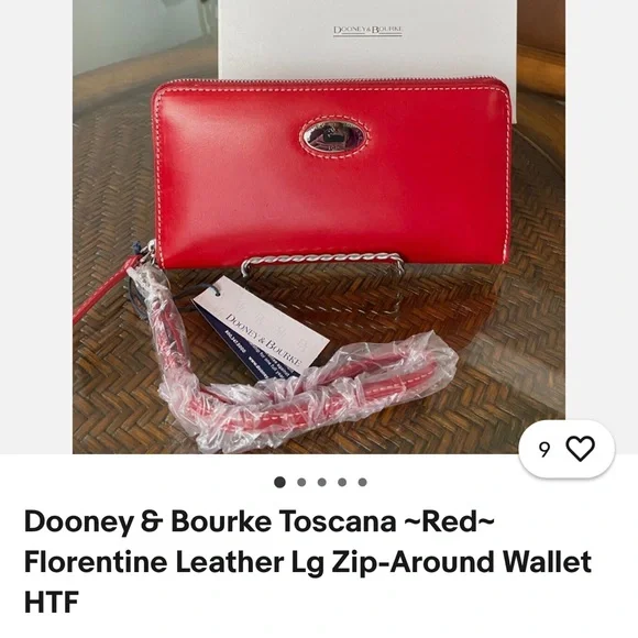 Dooney & Bourke LG Toscana Cream and Red Leather Wallet - Picture 10 of 14